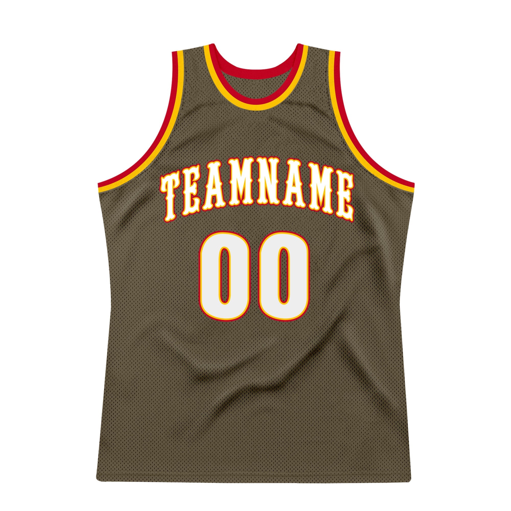 Custom Olive White-Red Authentic Throwback Salute To Service Basketball Jersey