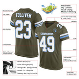 Custom Olive White-Light Blue Mesh Authentic Salute To Service Football Jersey