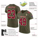 Custom Olive Maroon-Cream Mesh Authentic Salute To Service Football Jersey