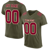 Custom Olive Maroon-Cream Mesh Authentic Salute To Service Football Jersey