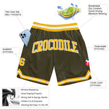 Custom Olive Gold-White Authentic Throwback Salute To Service Basketball Shorts