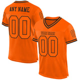 Custom Orange Orange-Black Mesh Authentic Throwback Football Jersey