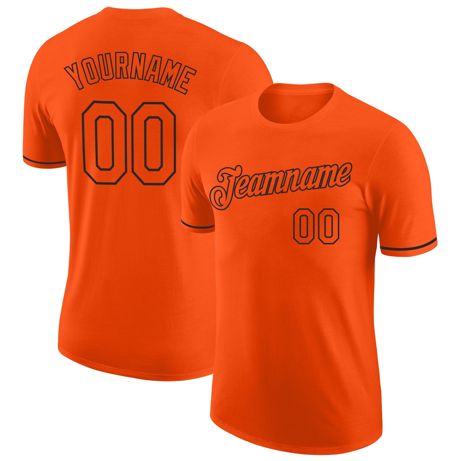 Custom Orange Orange-Black Performance T-Shirt