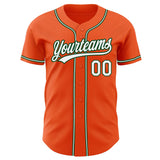 Custom Orange White-Green Authentic Baseball Jersey