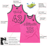 Custom Pink Pink-Black Authentic Throwback Basketball Jersey
