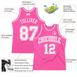 Custom Pink White Authentic Throwback Basketball Jersey