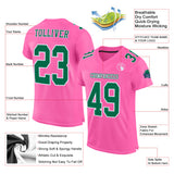 Custom Pink Kelly Green-White Mesh Authentic Football Jersey