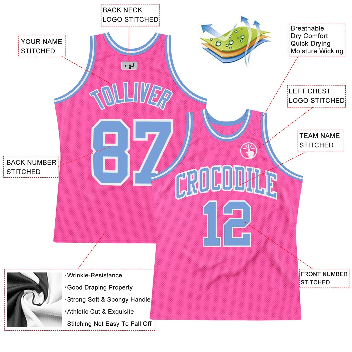 custom pink basketball jersey
