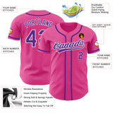 Custom Pink Purple-White Authentic Baseball Jersey