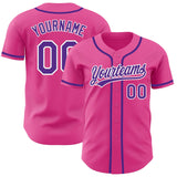 Custom Pink Purple-White Authentic Baseball Jersey