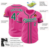 Custom Pink Kelly Green-White Authentic Baseball Jersey