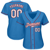 Custom Powder Blue White-Red Authentic Baseball Jersey