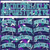 Custom Purple Aqua-White Music Festival Round Neck Sublimation Basketball Suit Jersey