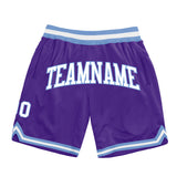 Custom Purple White-Light Blue Authentic Throwback Basketball Shorts