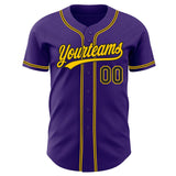 Custom Purple Black-Gold Authentic Baseball Jersey
