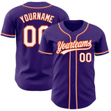 Custom Purple White-Orange Authentic Baseball Jersey