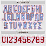 Custom White Red Pinstripe Red-Light Blue Authentic Raglan Sleeves Baseball Jersey