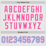 Custom White Pink Pinstripe Light Blue-Pink Authentic Raglan Sleeves Baseball Jersey