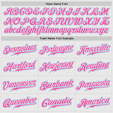 Custom White Pink Pinstripe Light Blue-Pink Authentic Raglan Sleeves Baseball Jersey