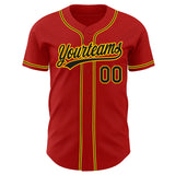 Custom Red Black-Gold Authentic Baseball Jersey