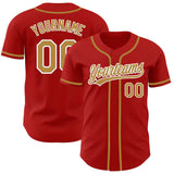 Custom Red Old Gold-White Authentic Baseball Jersey