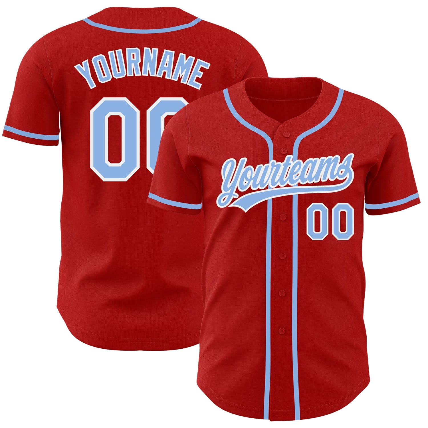 Custom Red Light Blue-White Authentic Baseball Jersey Discount