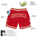 Custom Red Red-Cream Authentic Throwback Basketball Shorts