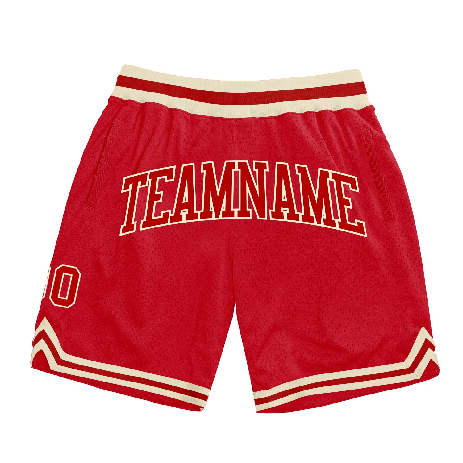 Custom Red Red-Cream Authentic Throwback Basketball Shorts
