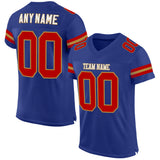 Custom Royal Red-Old Gold Mesh Authentic Football Jersey