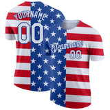 Custom Royal White-Red 3D American Flag Performance T-Shirt