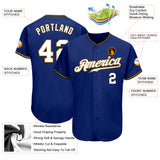 Custom Royal White Old Gold-Black Authentic Baseball Jersey
