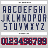 Custom Gray Navy-Red Authentic Throwback Basketball Jersey