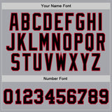Custom Gray Black-Red Authentic Throwback Basketball Jersey