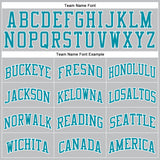 Custom Gray Teal-White Authentic Throwback Basketball Jersey