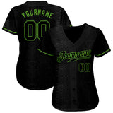 Custom Black Snakeskin Black-Neon Green Authentic Baseball Jersey