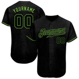 Custom Black Snakeskin Black-Neon Green Authentic Baseball Jersey