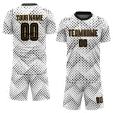 Custom White Black-Old Gold Sublimation Soccer Uniform Jersey