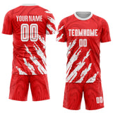 Custom Red White Sublimation Soccer Uniform Jersey