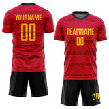 Custom Red Gold-Black Sublimation Soccer Uniform Jersey