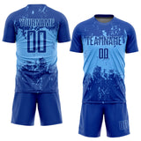Custom Royal Pink-Light Blue Sublimation Soccer Uniform Jersey
