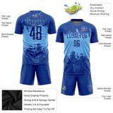 Custom Royal Pink-Light Blue Sublimation Soccer Uniform Jersey
