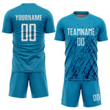 Custom Teal White-Black Sublimation Soccer Uniform Jersey