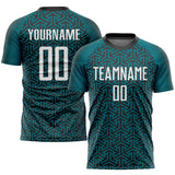 Custom Teal White-Black Sublimation Soccer Uniform Jersey