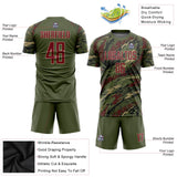 Custom Olive Crimson-Vegas Gold Sublimation Salute To Service Soccer Uniform Jersey