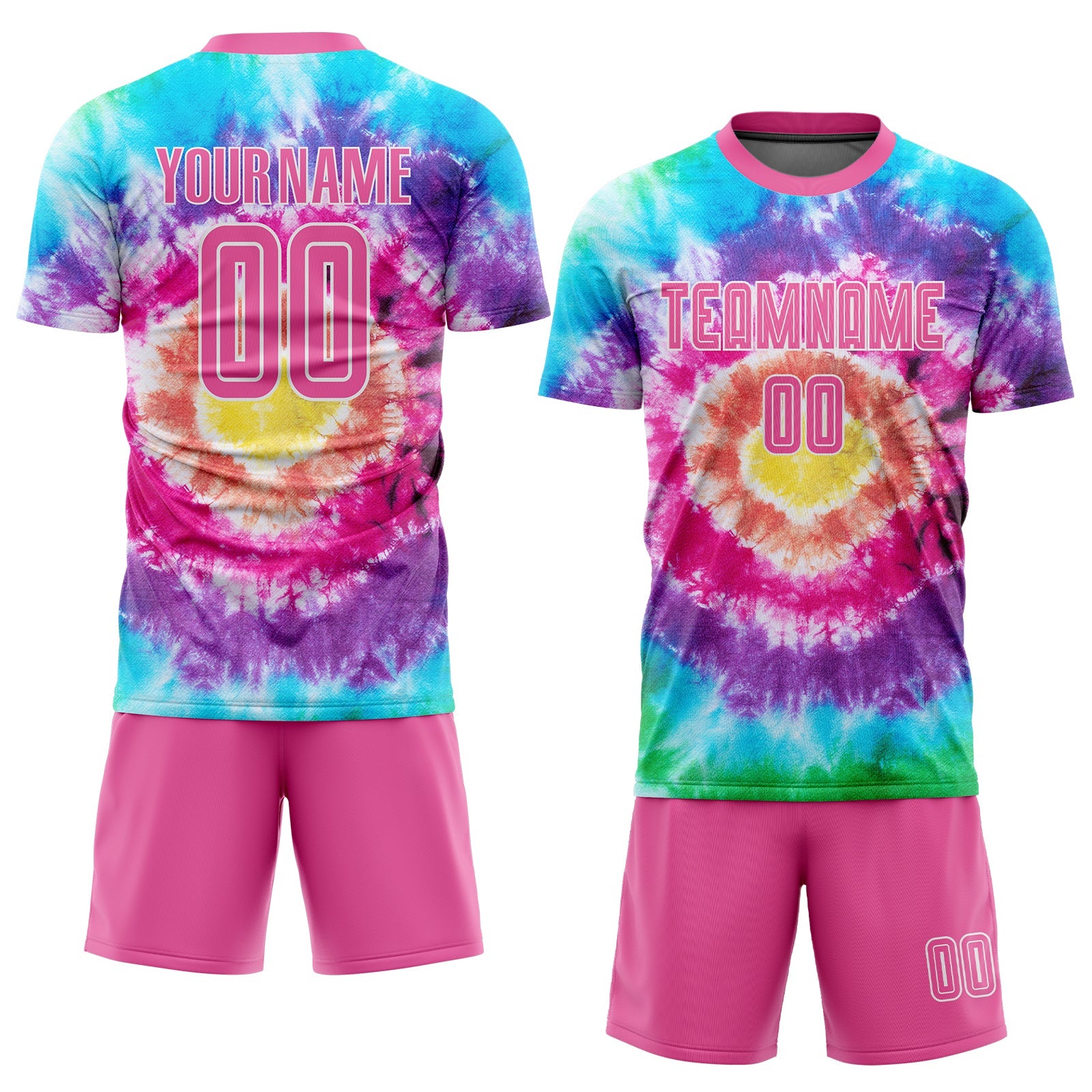 Custom Tie Dye Pink-White Sublimation Soccer Uniform Jersey Discount –  snapmade