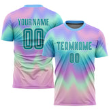 Custom Tie Dye Teal-White Sublimation Soccer Uniform Jersey