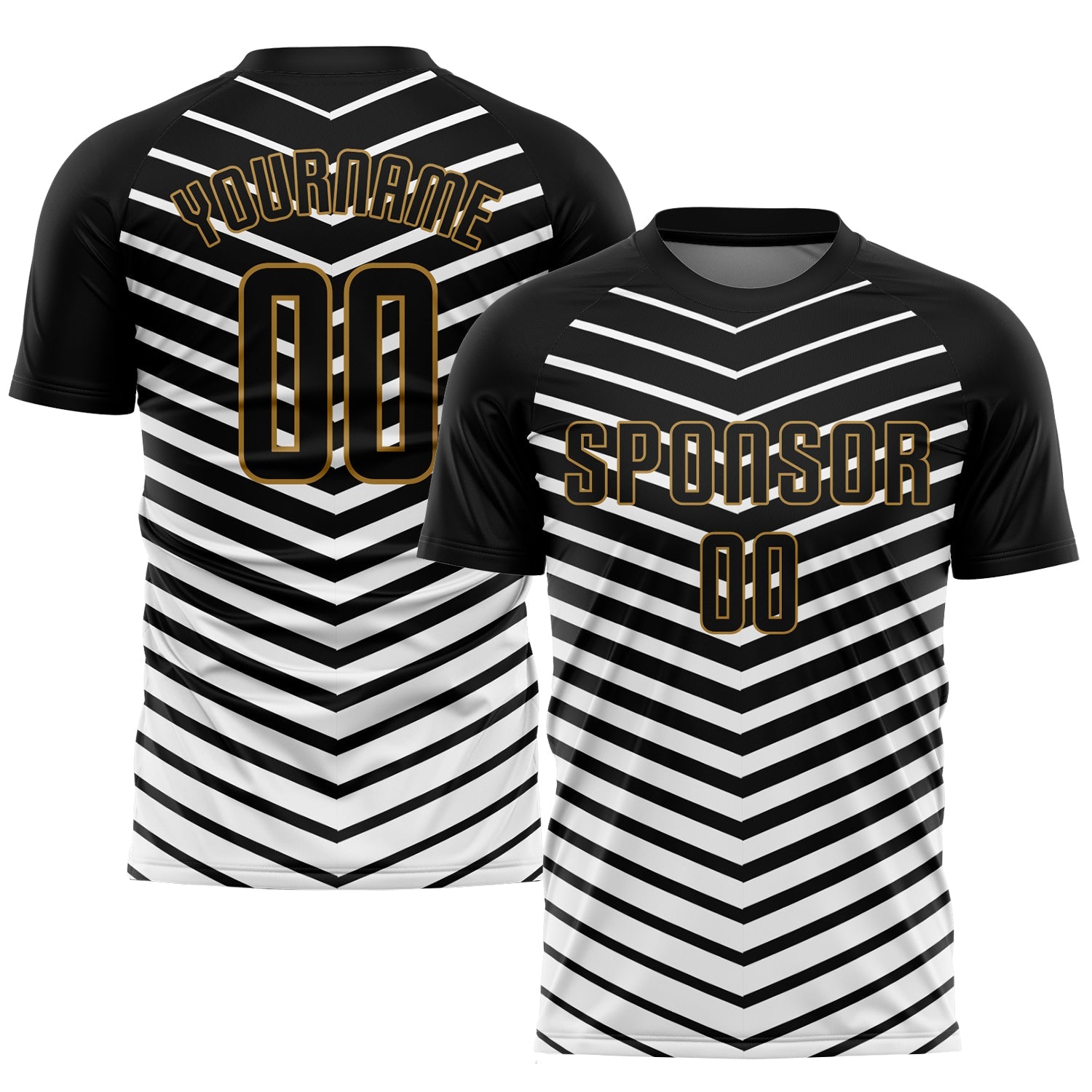 Custom White Black-Old Gold Sublimation Soccer Uniform Jersey