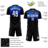 Custom Black White-Royal Sublimation Soccer Uniform Jersey