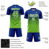 Custom Royal Neon Green-White Sublimation Soccer Uniform Jersey