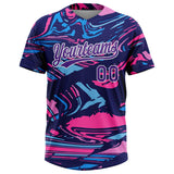 Custom Figure Purple Navy-Pink Two-Button Unisex Softball Jersey